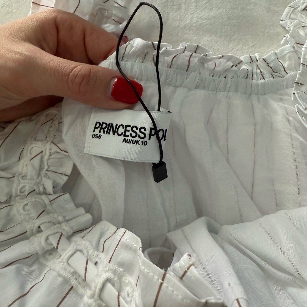 Princess Polly White Pinstripe Mini Dress - Picture 2 of 3